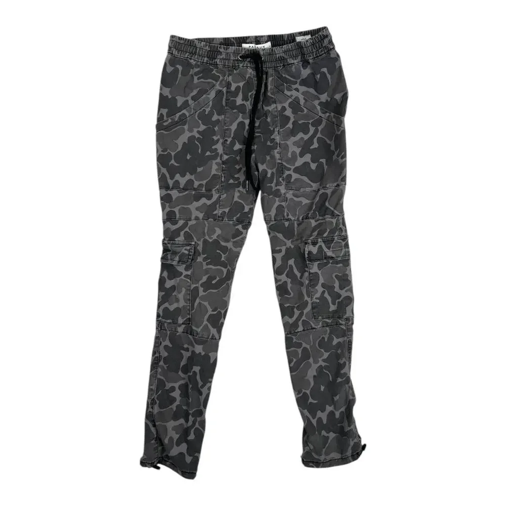 PacSun Cargo Pants Mens Small Gray Camo Regular Fit Elastic Waist Drawcord